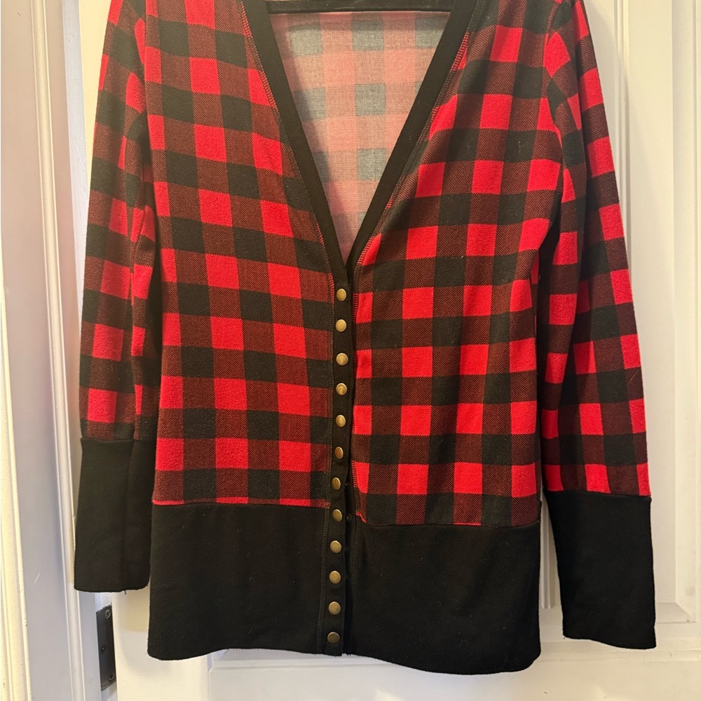 Plaid Button-Up Women's Sweater